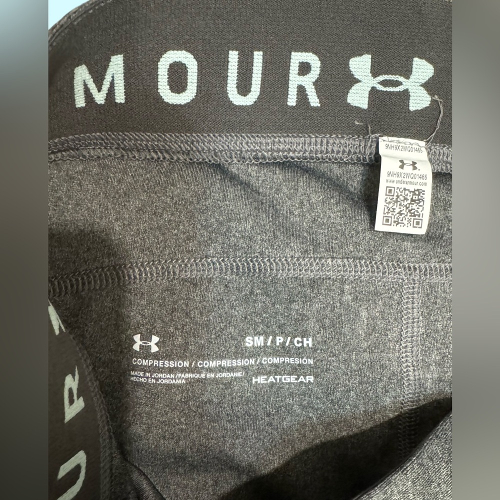 Under Armour Womens HeatGear Leggings (Small) Gray/Aqua - Picture 4 of 5